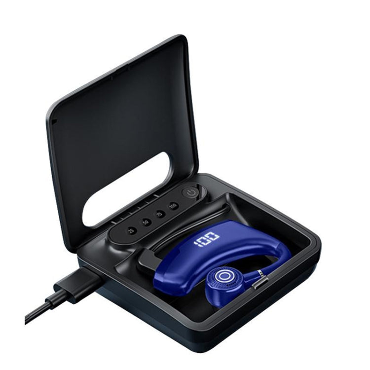 V19S Wireless Bluetooth Headset Digital Display With Charging Bin Mobile Power Function, With Charging Bin Black, With Charging Bin Blue